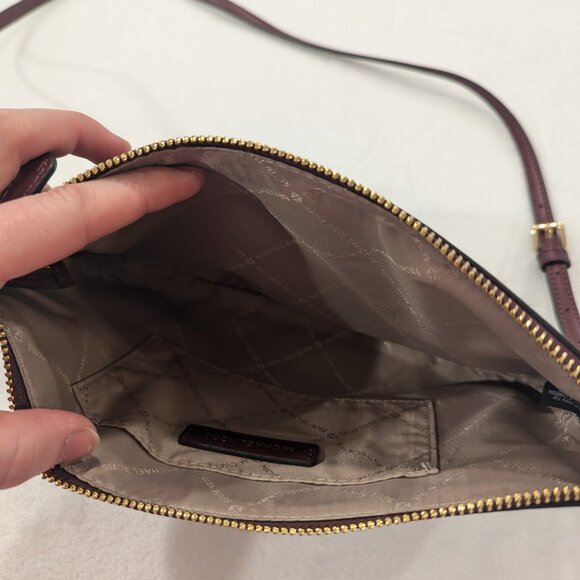 MICHAEL KORS Jet Set Charm Crossbody Large Pocket Messenger Merlot Burgundy Red - Picture 7 of 11
